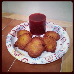 Freezer latkas & canned cranberry